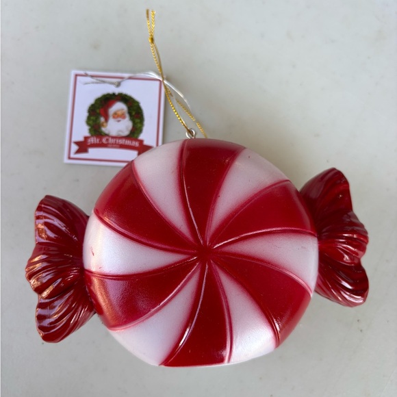 Red and White Light Up Peppermint Ornament - Picture 1 of 3